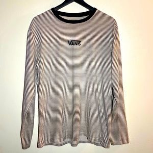 Vans Long Sleeve White And Black Stripped T-shirt Classic Fit Size Medium